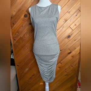 Alice + Olivia Gray Ruched Midi Dress Size Small